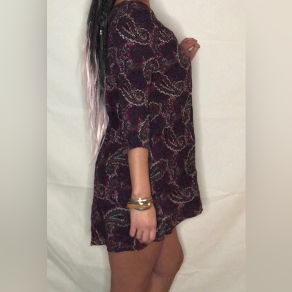 Purple Paisley Patterned Spring Summer Dress - Picture 4 of 6
